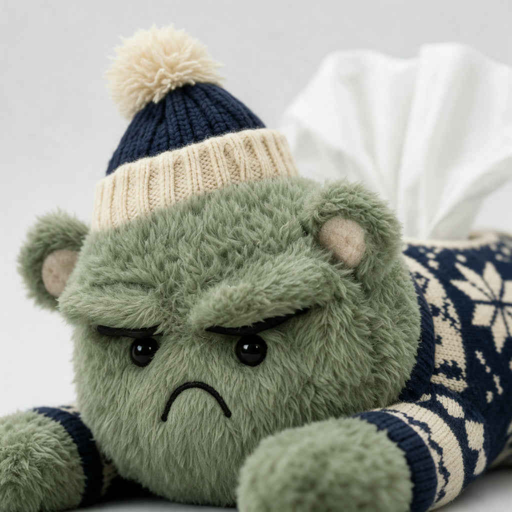 Close up of the Grumplet grumpy face